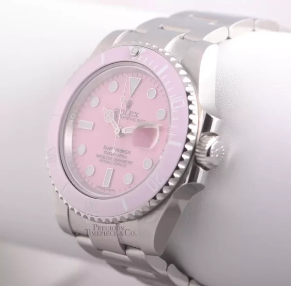 Rolex Submariner 116610 Date Steel 40mm-Custom Pink Ceramic Bezel & Pink Dial for sale
