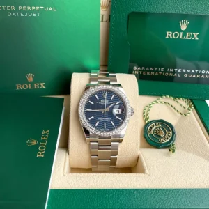 Rolex Datejust 36mm Full Set 2023 UNWORN 126200 Blue Fluted Motif Dial Diamond B for sale