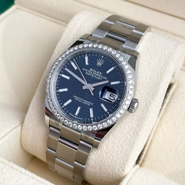 Rolex Datejust 36mm Full Set 2023 UNWORN 126200 Blue Fluted Motif Dial Diamond B for sale