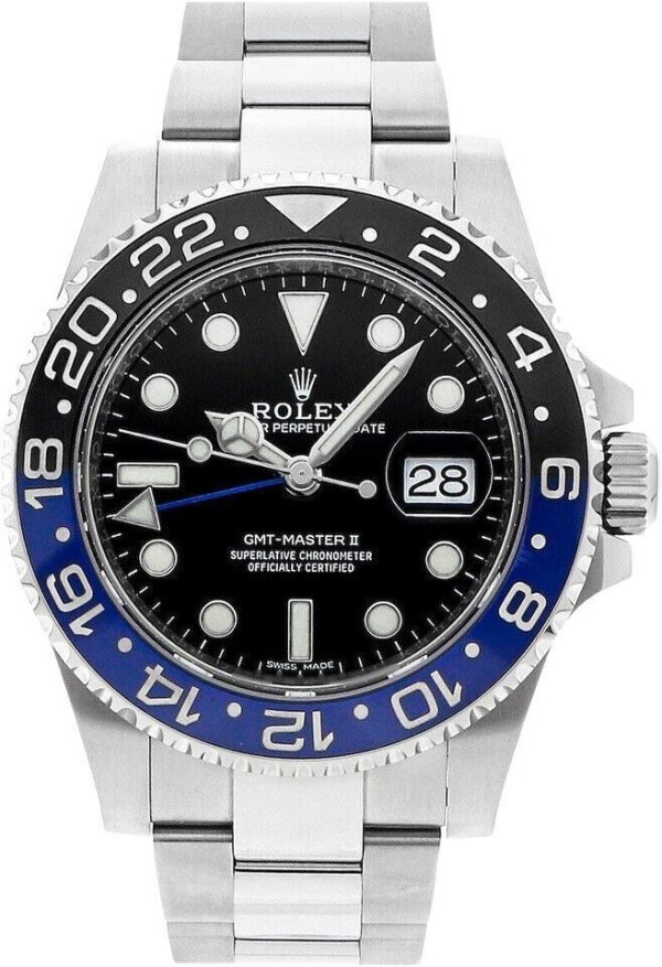 Rolex GMT-Master II 116710BLNR Silver Oyster Bracelet with Blue and Black Bezel 2023 for sale